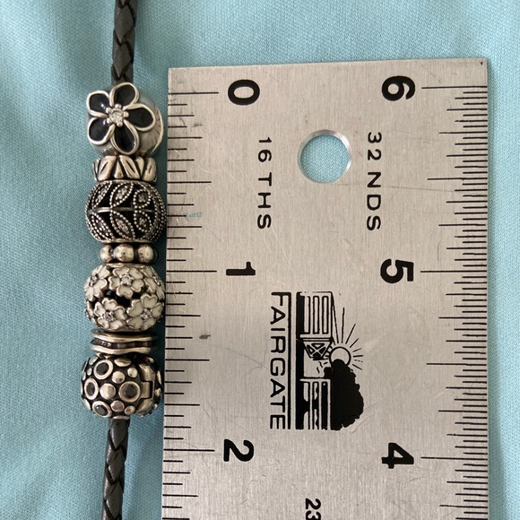 Pandora Leather Bracelet with Charms - Picture 4 of 7